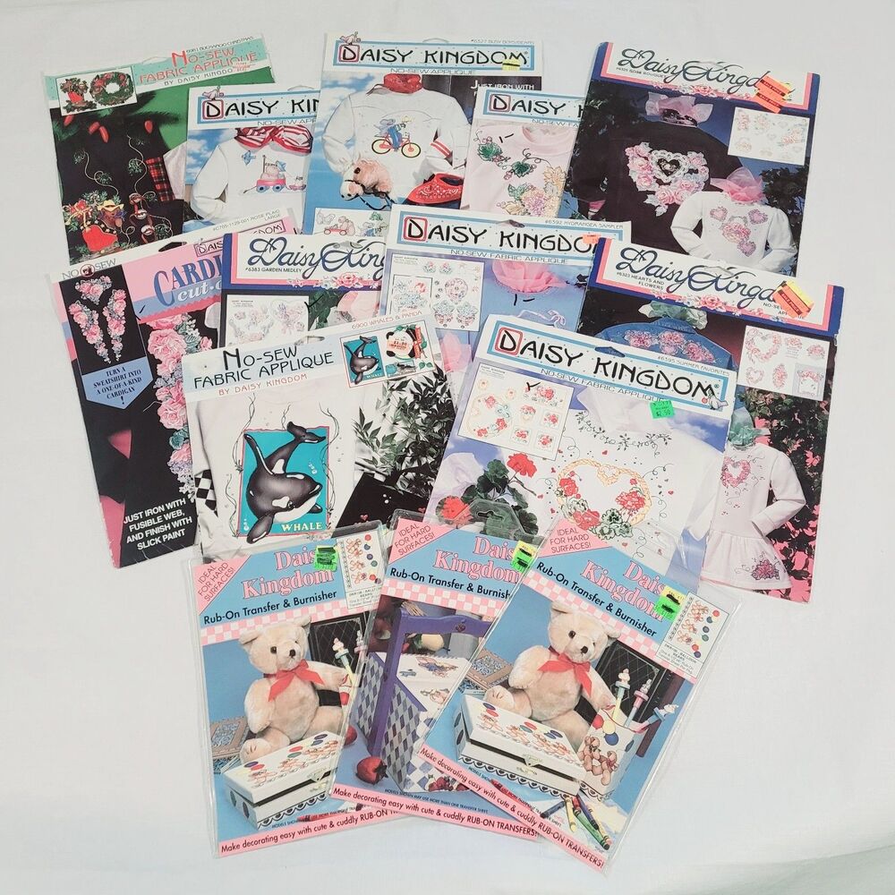 Vtg Daisy Kingdom Lot 14 Fabric Appliques Cut Outs Rub On Transfers 1990s
